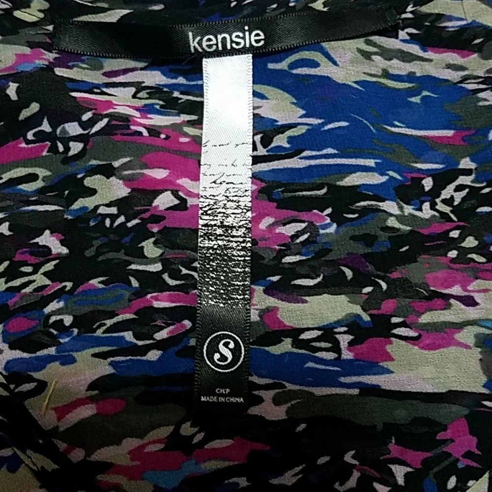 Kensie Black, Cream, Blue, & Pink Tank Top (S) - Image 3