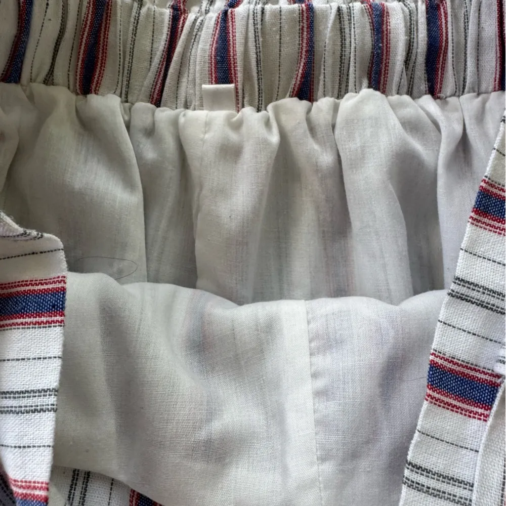 Red White Blue Striped Linen Blend Tie Waist Shorts Size Large - Image 7