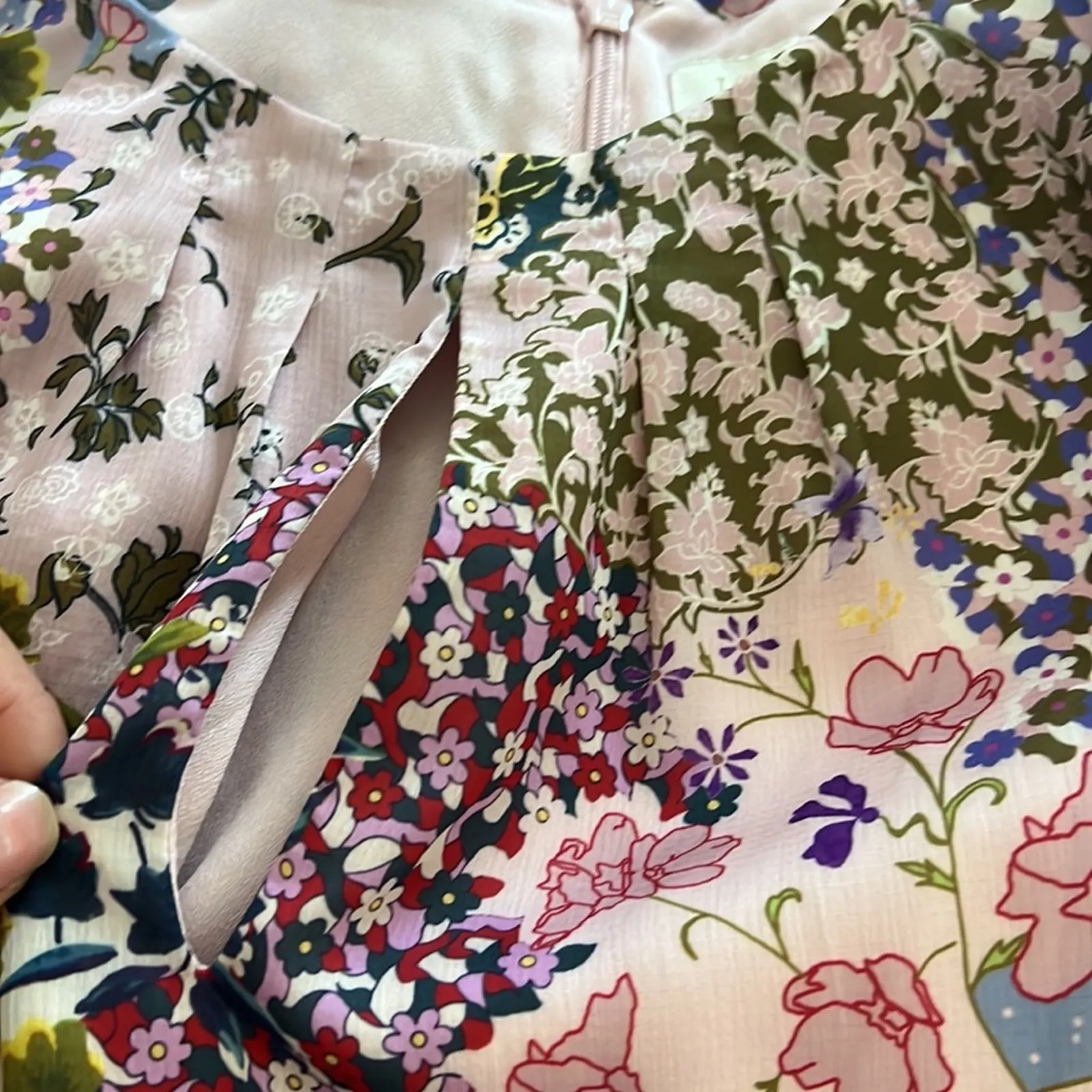 Ted Baker London Floral Flutter Hem Tea Party Dress Patchwork Print 4 - Image 8