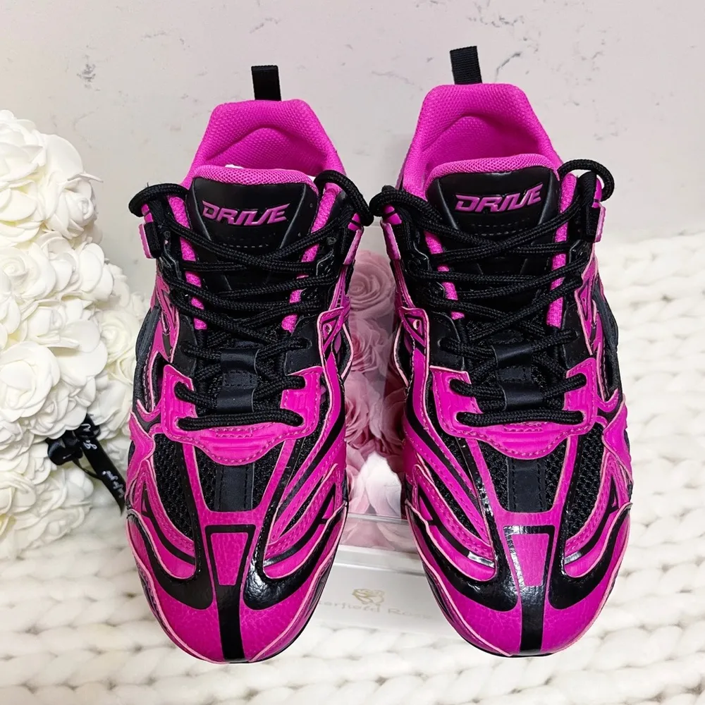 Authentic Balenciaga New Pink and Black Drive Sneakers - Image 7