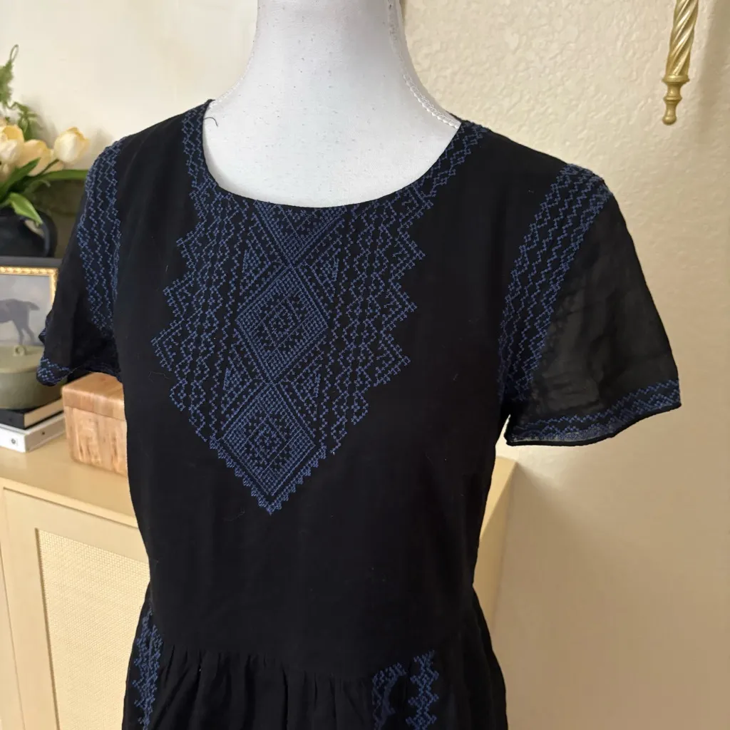 MADEWELL Black Fortune Dress Embroidered Size 2‎ - Image 4