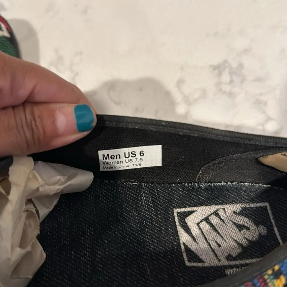 Vans Boho Aztec Embroidered Slip On unisex western southern western size 7.5 - Image 10
