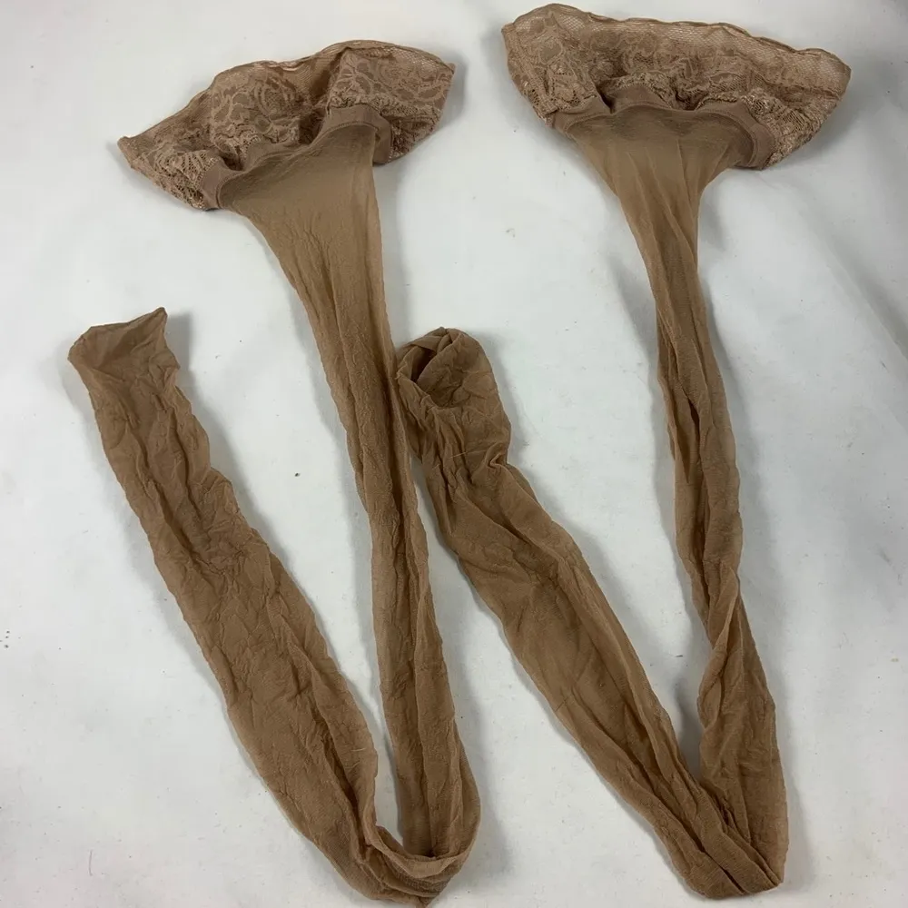 Thick lace Mocha Sheer Lace thigh high - Image 4