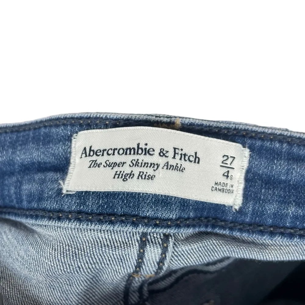 Abercrombie & Fitch High Rise Skinny Distressed Ankle Jeans Medium Wash Size 27S - Image 11
