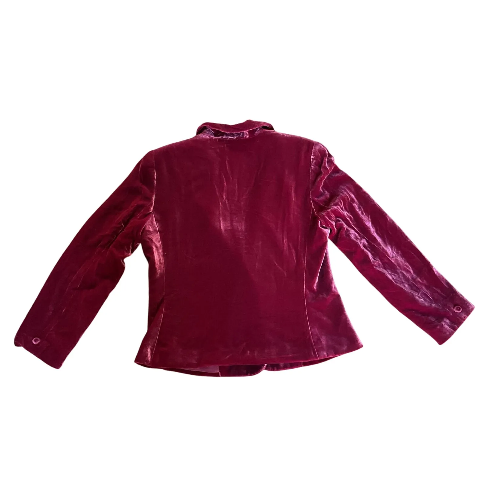 Rafaella Burgundy Velvet Blazer Jacket Vintage Silk Blend 90s Y2K Sz 12 - Image 4