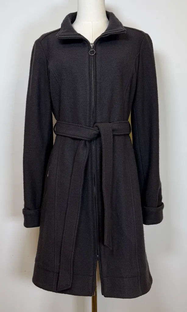 Carve Designs Gray Wool Blend Zip Front Knee Length Coat Women’s Size Medium - Image 1