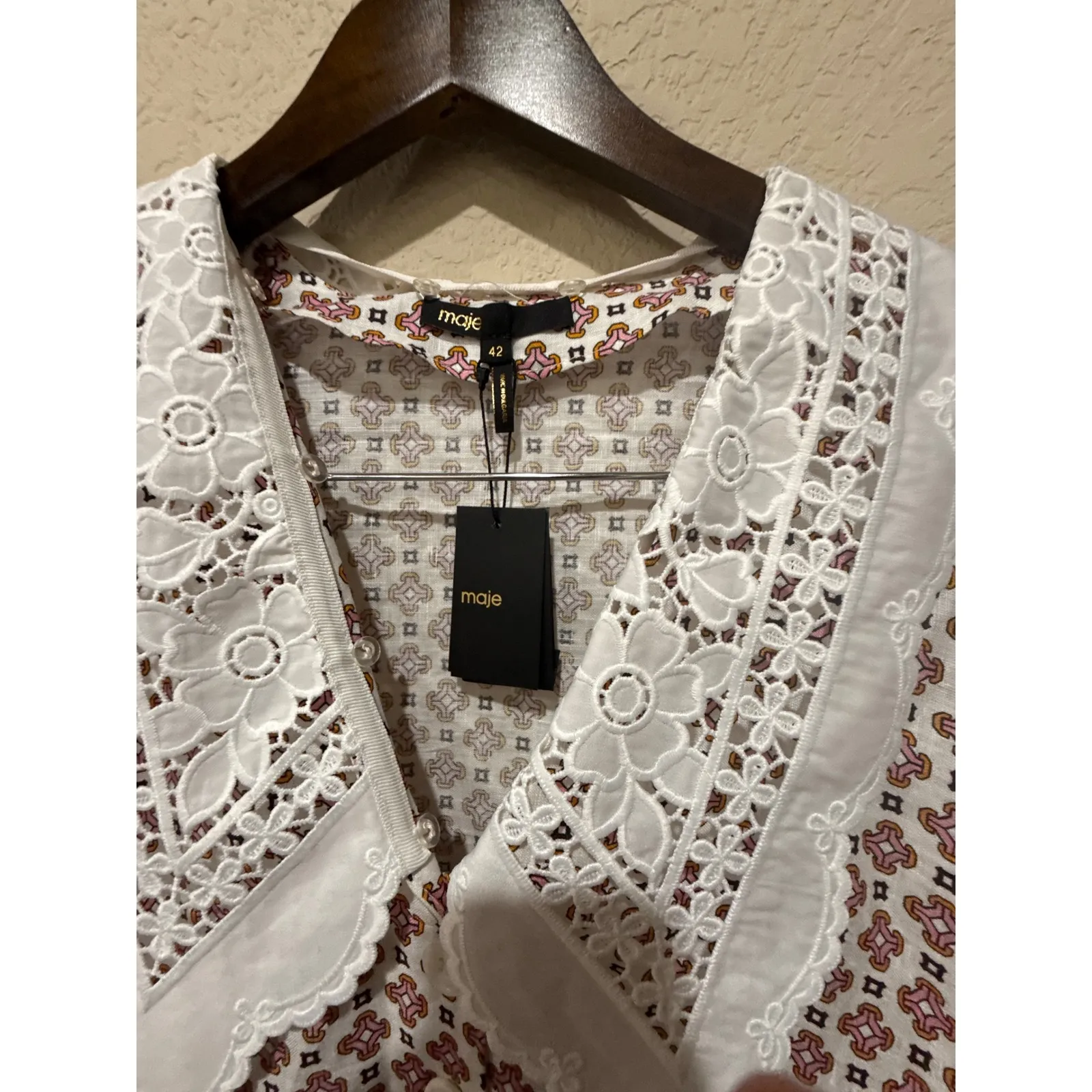 Maje Romelange Lace Collar Dress‎ Size 10 - Image 9