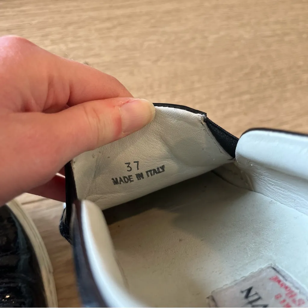 Lanvin Women’s Black Patent Leather Sneaker Loafers Slip On Size 37/6 US - Image 8