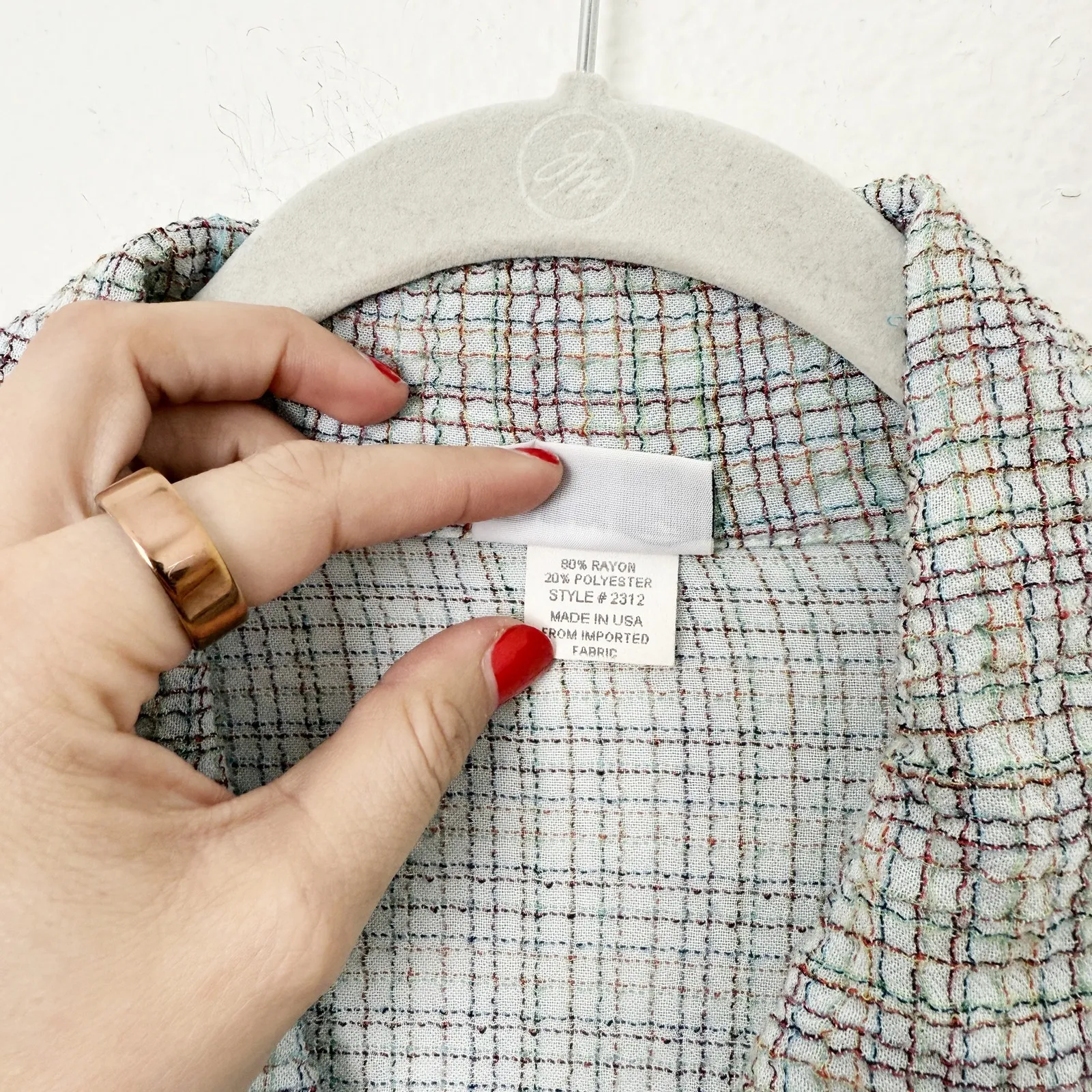 [Habitat] Gray Rainbow Thread Crinkled Lagenlook Button Down Shirt Size Medium M - Image 11