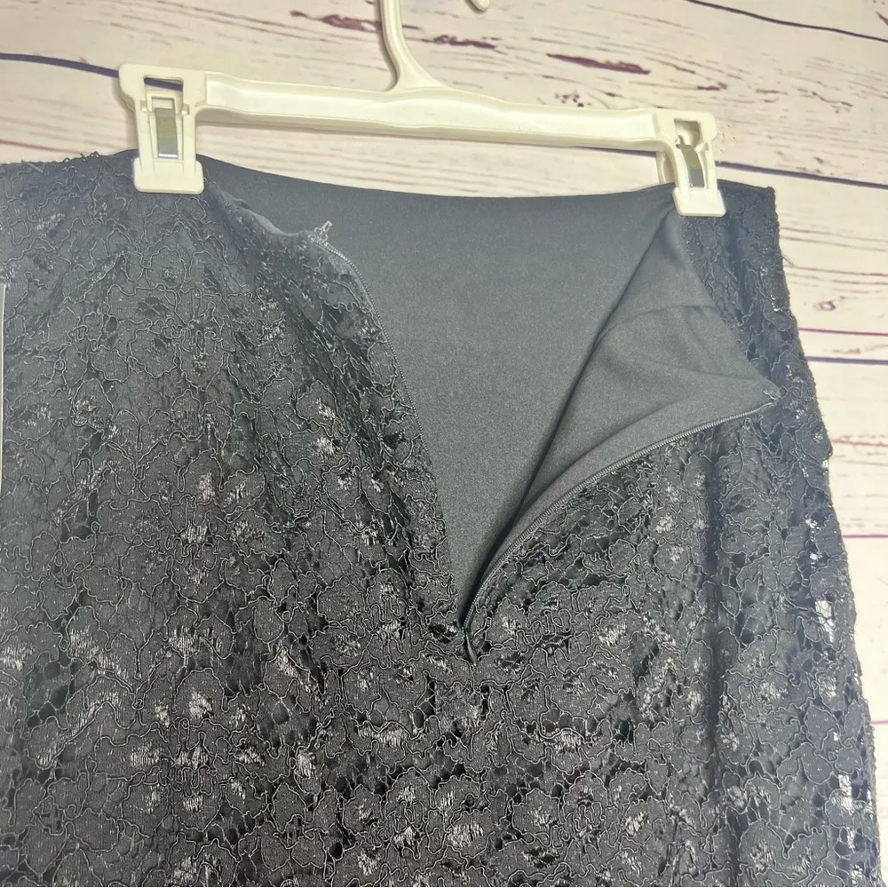 NWT Worthington Petite Black Lace Knee Length Pencil Skirt Size 10P - Image 7