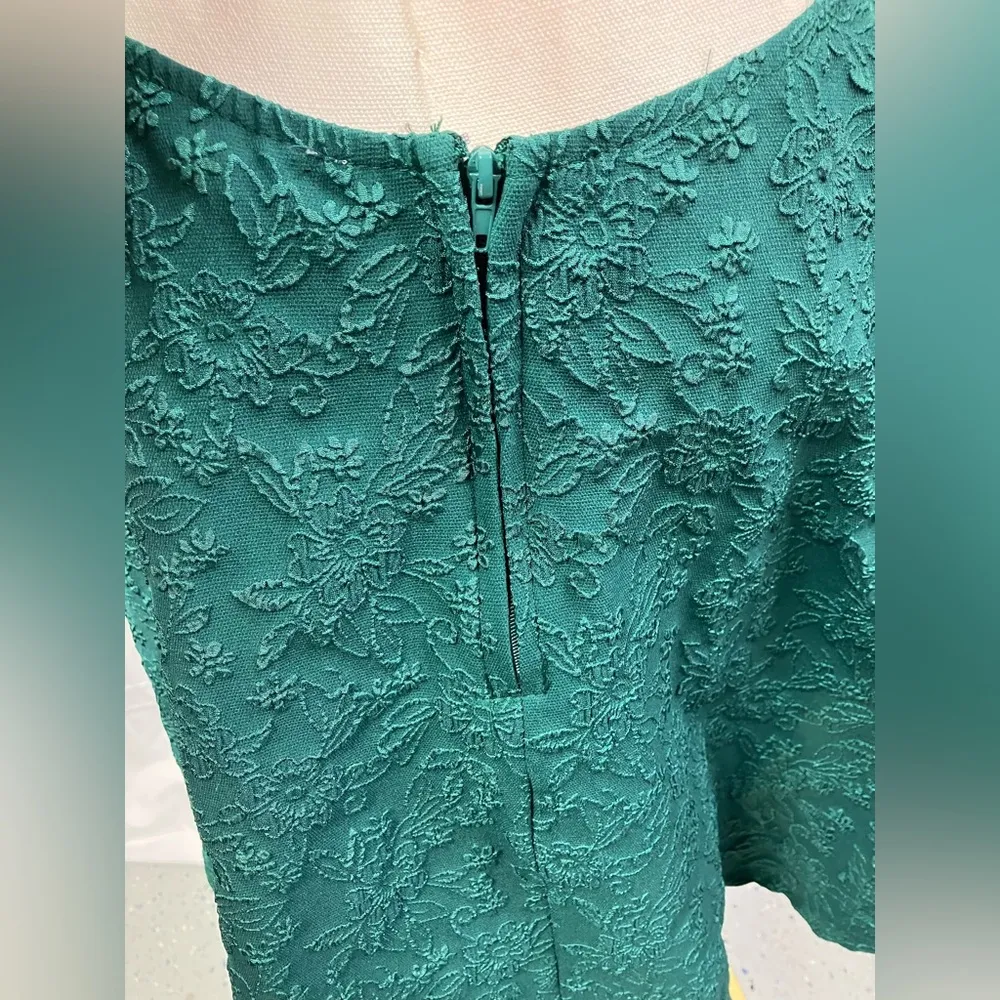 Altar’d State Cecelia Mini Milkmaid Dress Bow Jacquard Puff Sleeve Green Large - Image 7