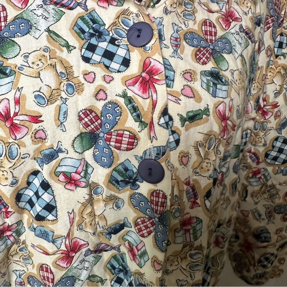 Separate Issue Vintage Teddy Bear Button Down Shirt With Shoulder Pads Blue Size 3X - Image 5