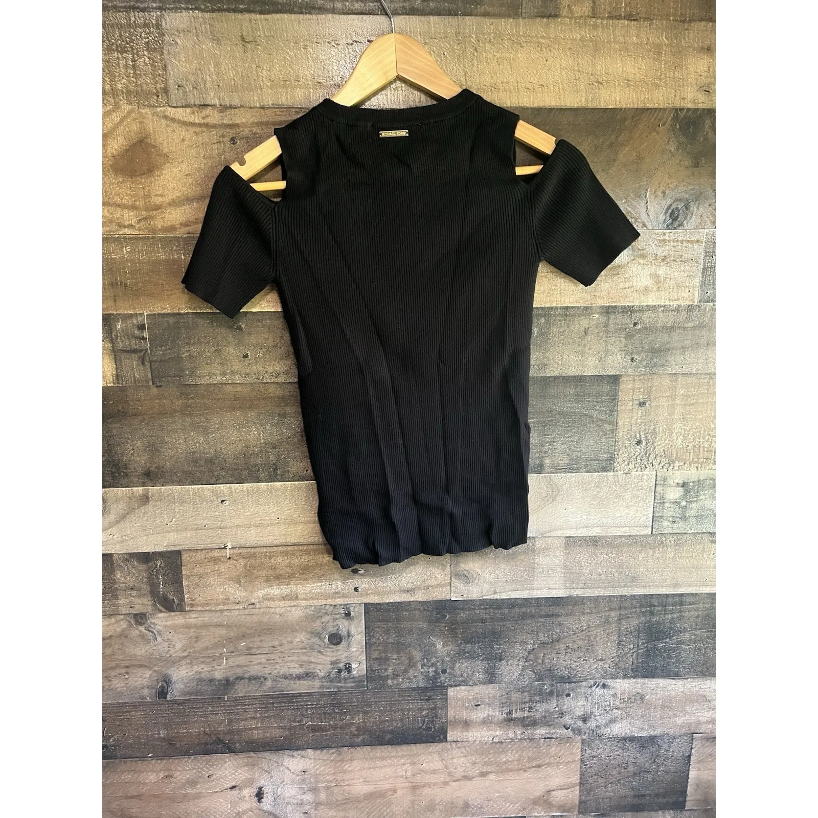 Michael Michael Kors Black Flounce-Sleeve Cold-Shoulder Top - Size‎ Small - Image 2