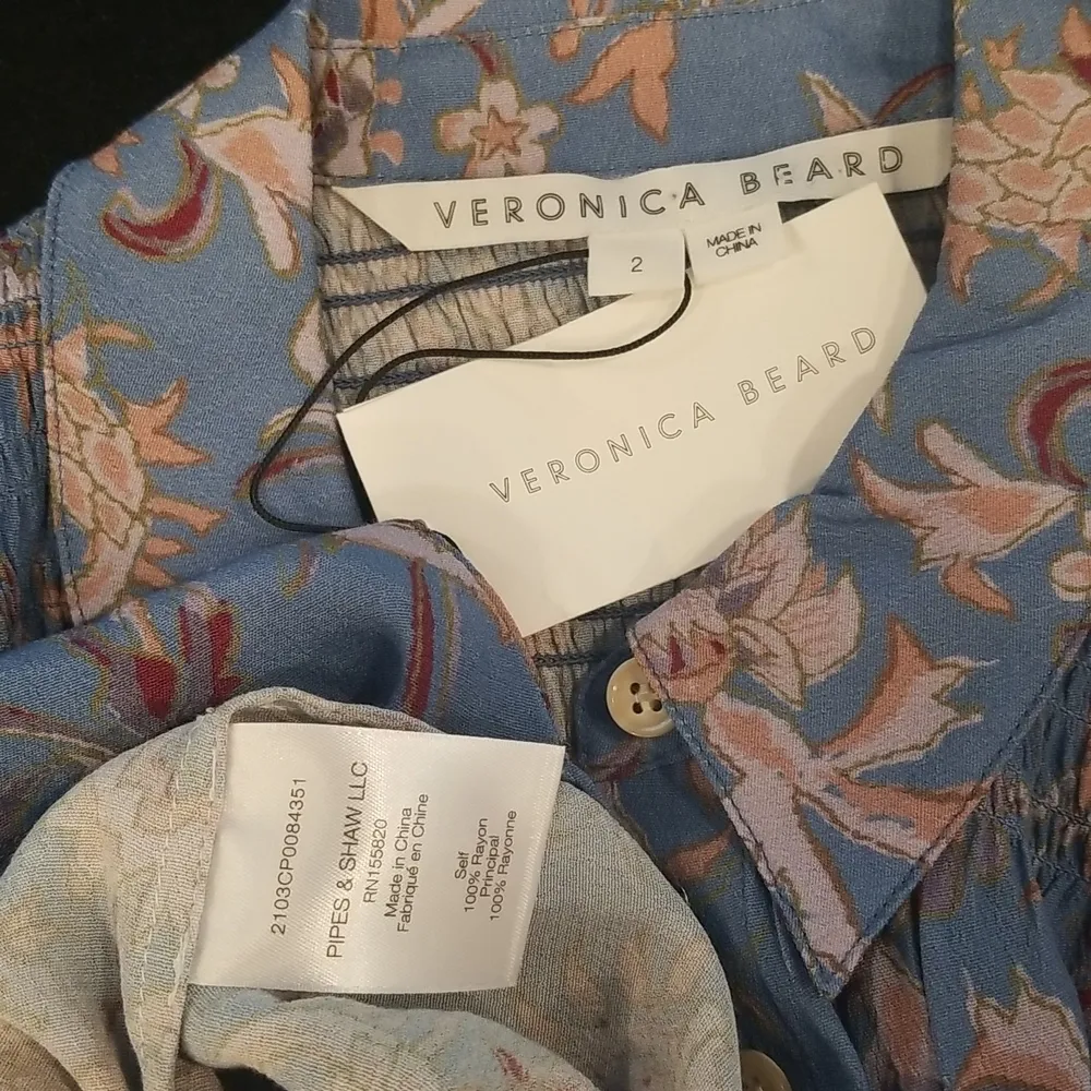 💕VERONICA BEARD💕 Dazed Floral Shirt ~  Cornflower Blue 2 NWT - Image 16