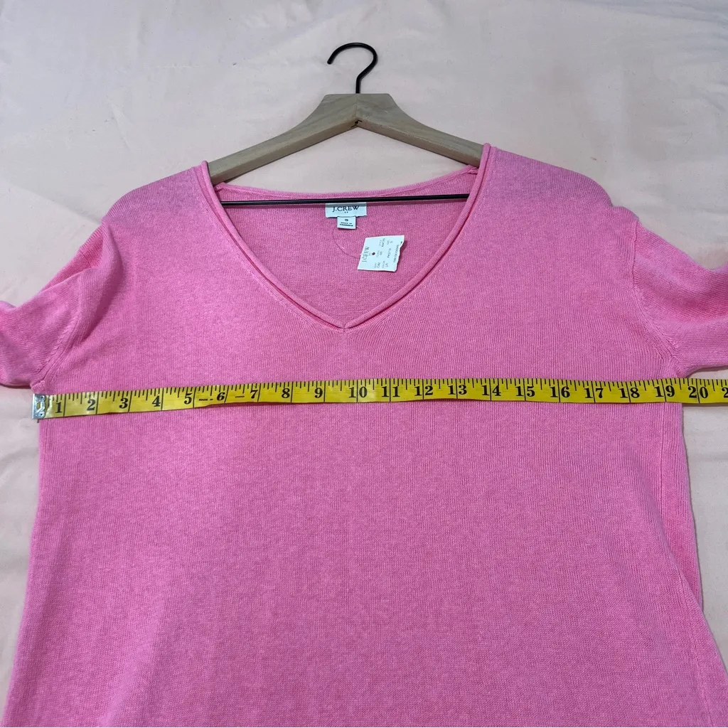 J. Crew Factory Linen‎ Blend Button Tunic Sweater Pink V Neck Long Sleeve - Image 13