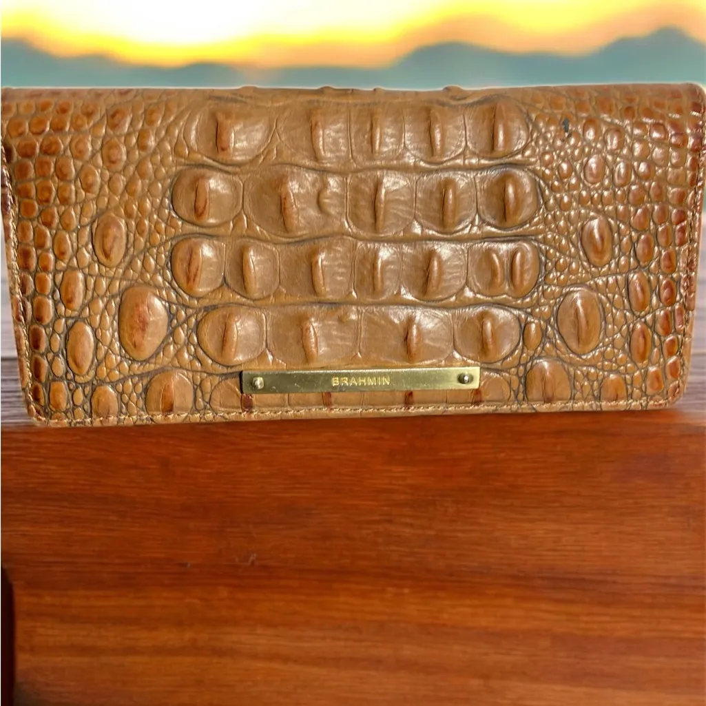 Brahmin Tan Ady Crocodile Embossed card /checkbook holder - Image 2