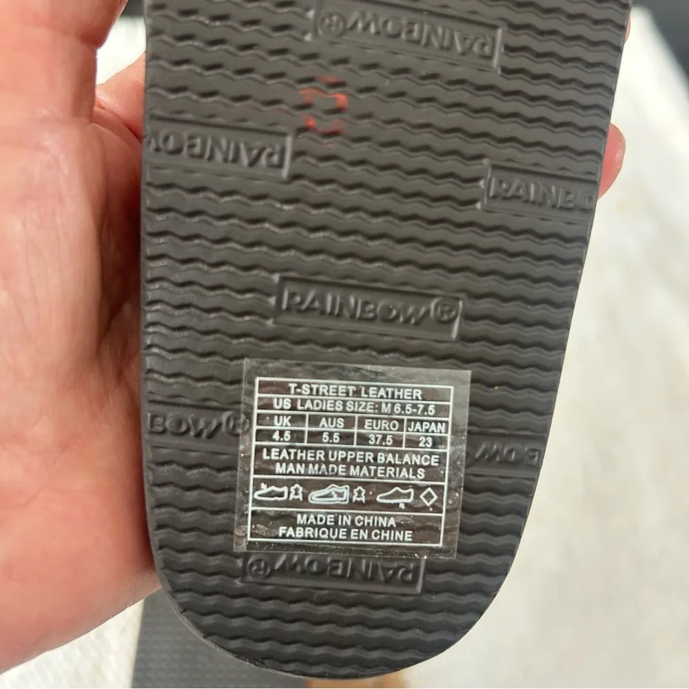 Rainbow Tan Braided T-Strap Sandals - Image 4