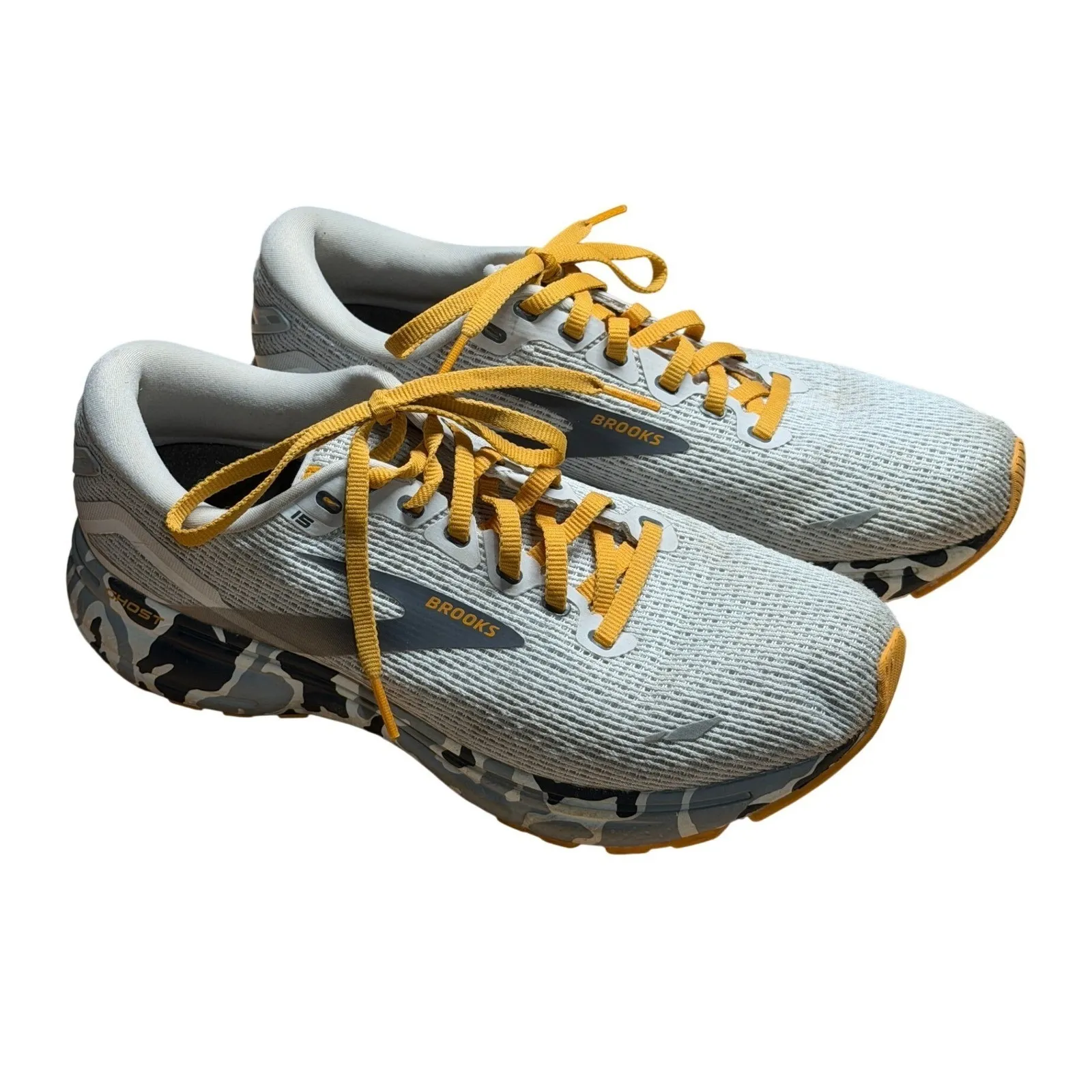 Brooks Ghost 15 Womens Running Shoes Size 9 Camo Sole Gray Yellow Activewear Gym - Image 2