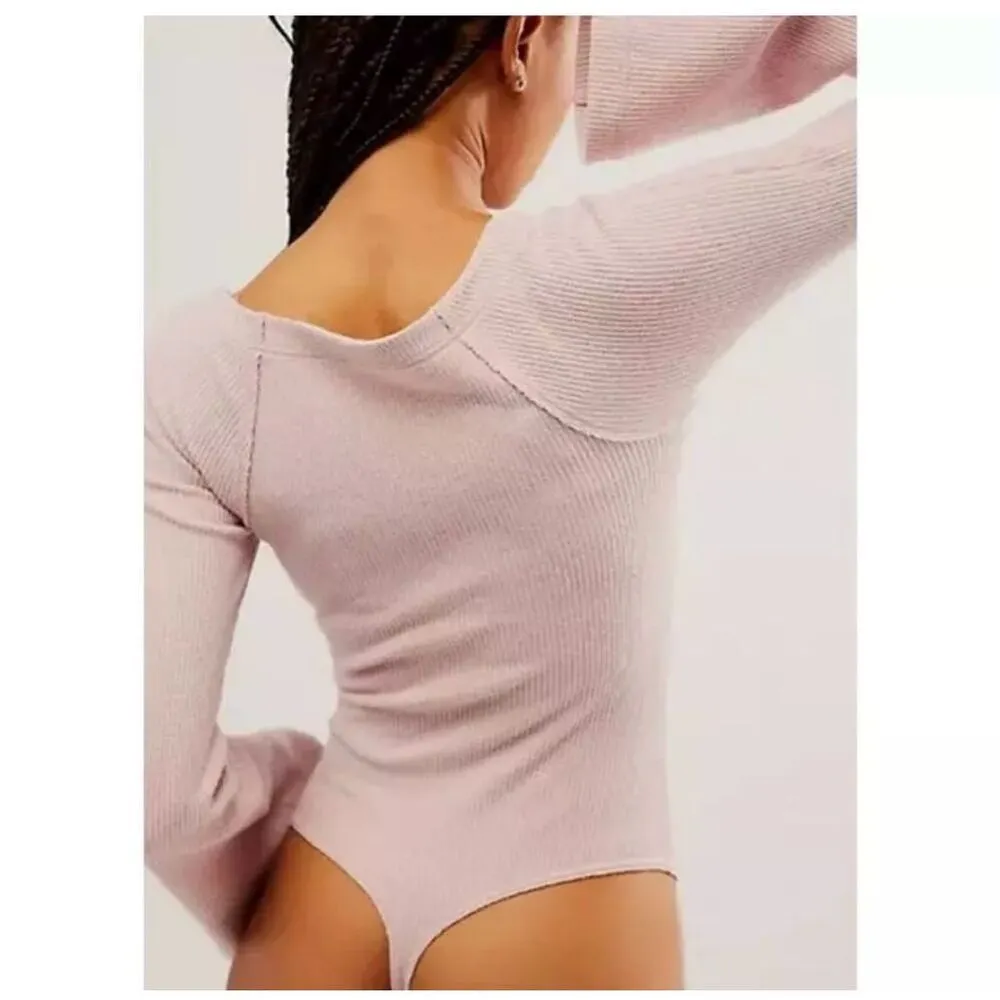 Free People On a Cloud Mauve Pink Bodysuit size Small NWT - Image 2