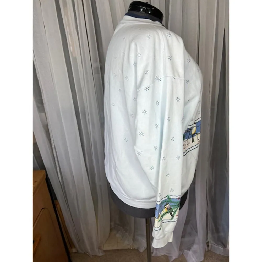sweatshirt cardigan birds grannycore 1980s White Size L - Image 9