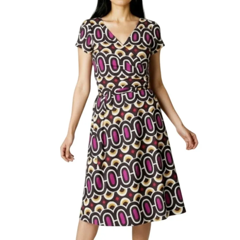 Bisou Bisou 90s Retro Geo-print True Wrap Dress size 6 - Image 4