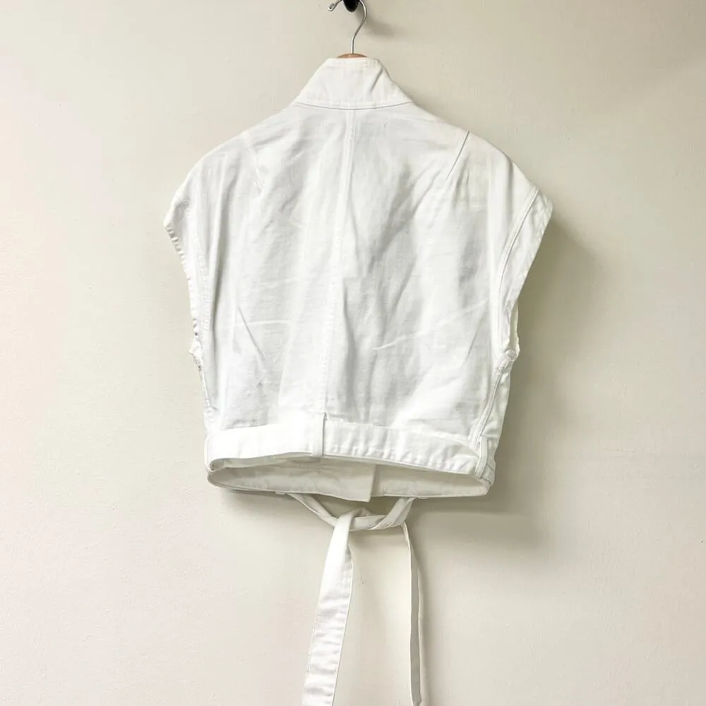 IRO Schio Sleeveless Button Front Denim Oversized Jacket White Women's 36 / US 4 - Image 7