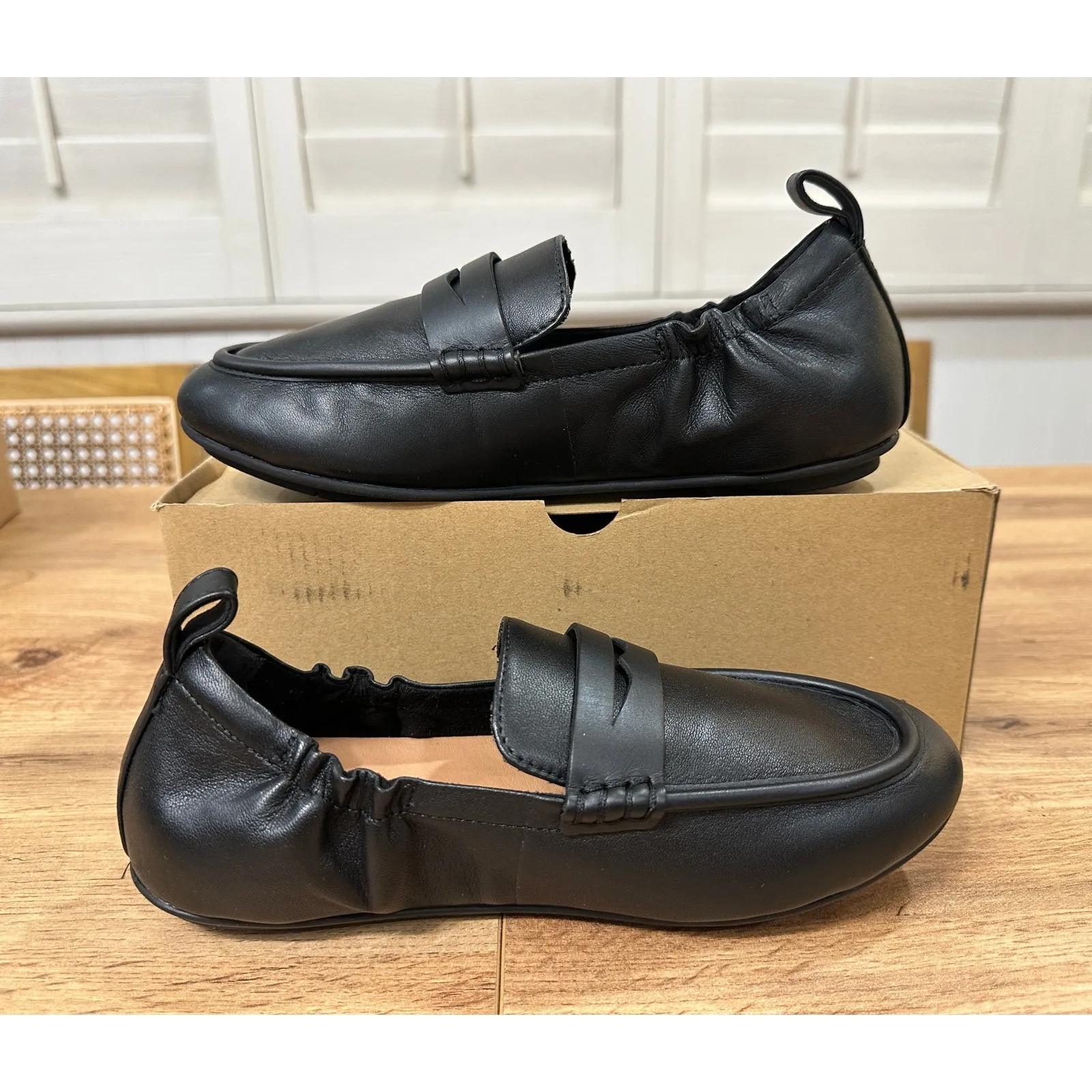 FitFlop Allegro Leather Penny Loafers All Black Size 6 NIB Comfy Featherlight - Image 11