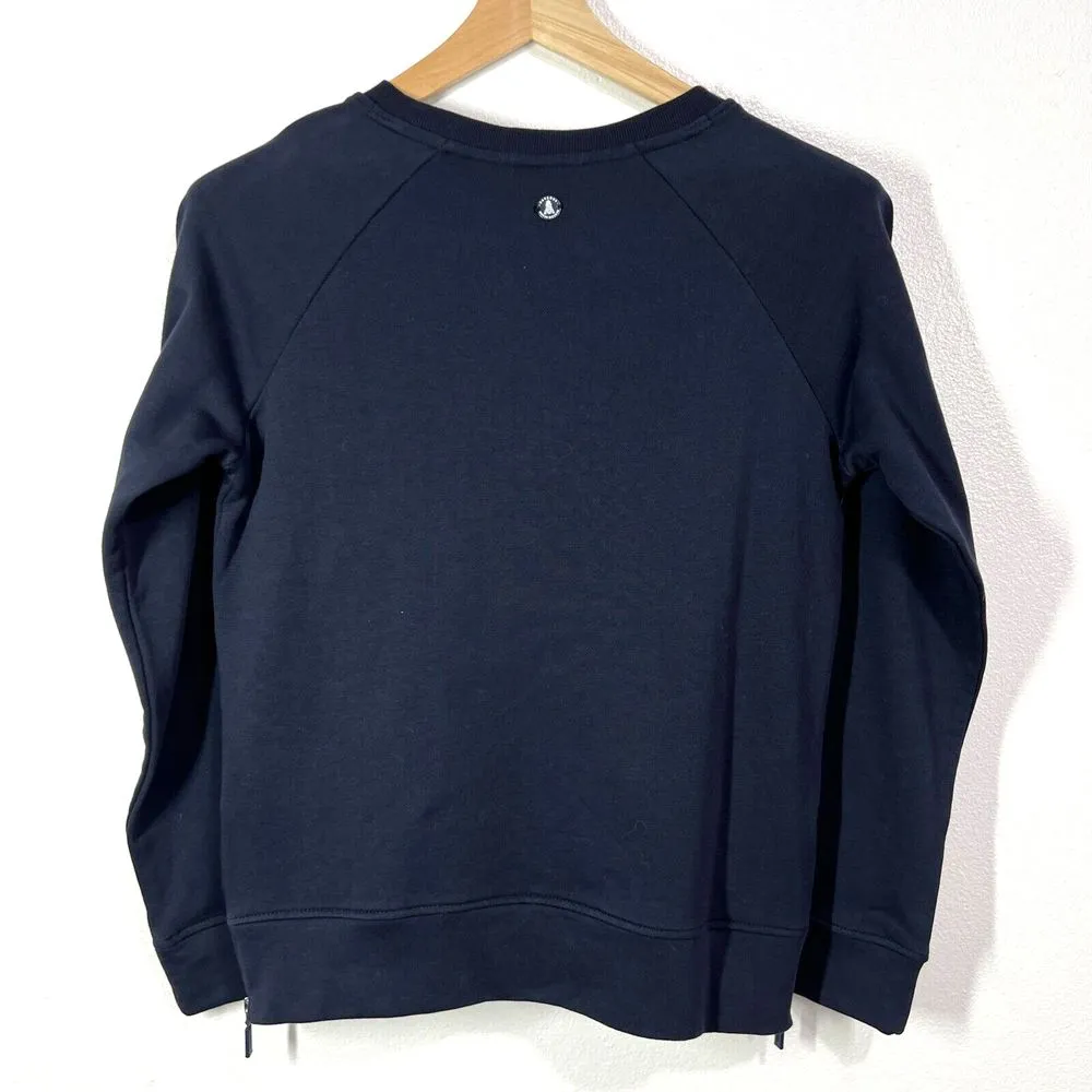 Barbour Backshore Overlayer Sweater Womens US 6‎ Navy Side Zip Crewneck Coastal - Image 2