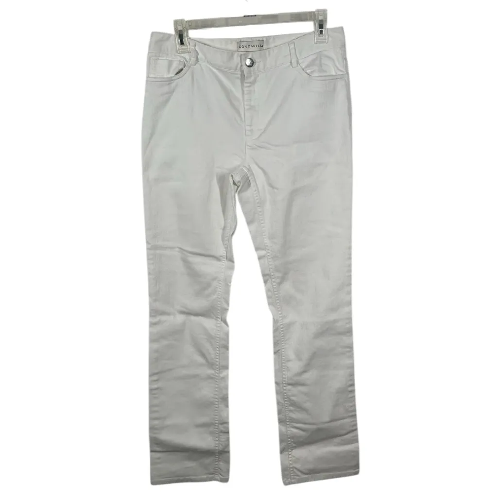 Doncaster White Straight-Leg Designer Jeans Size 8 Luxury Cotton Blend - Image 2