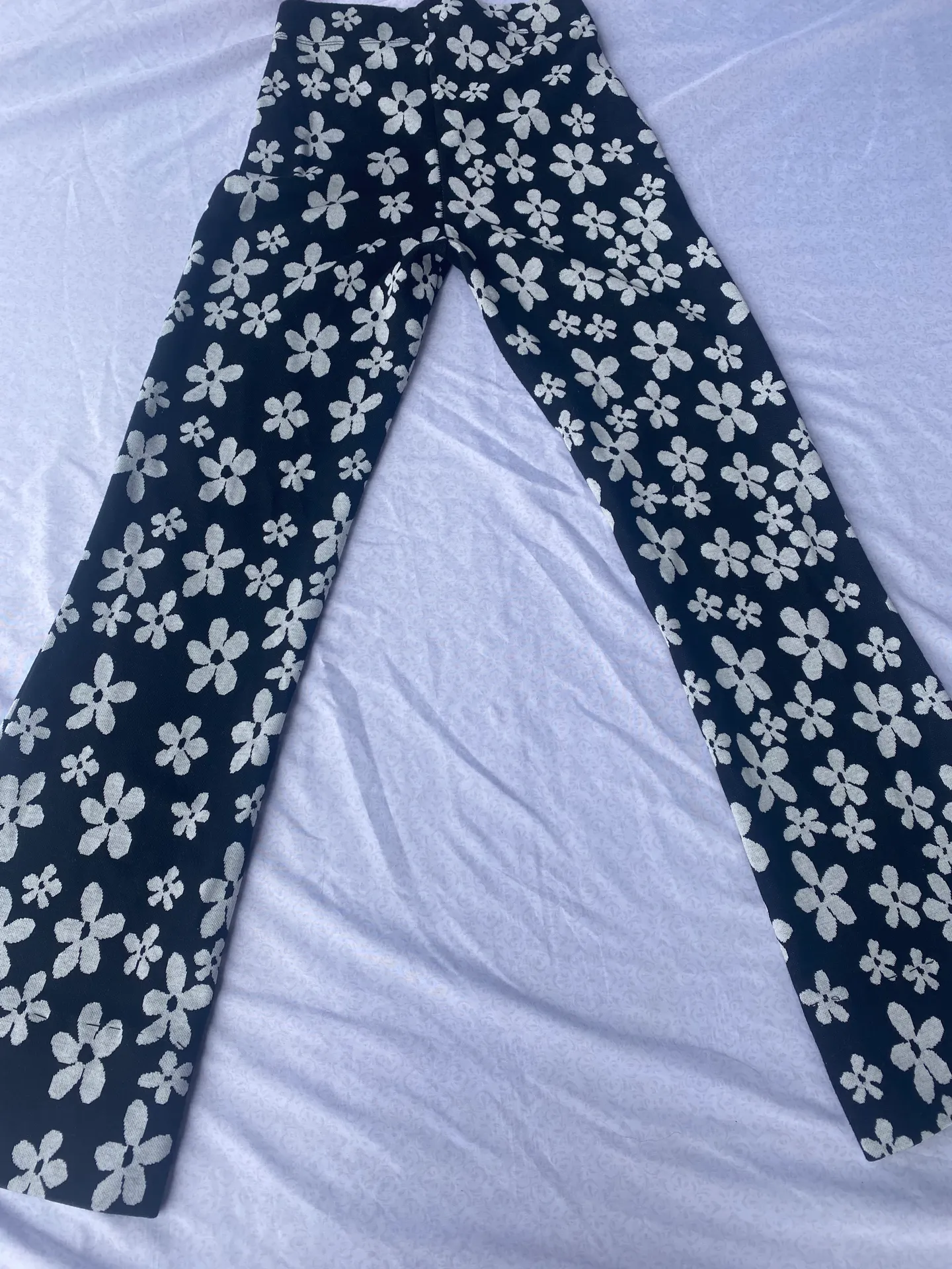 black and white floral flare pants - Image 4