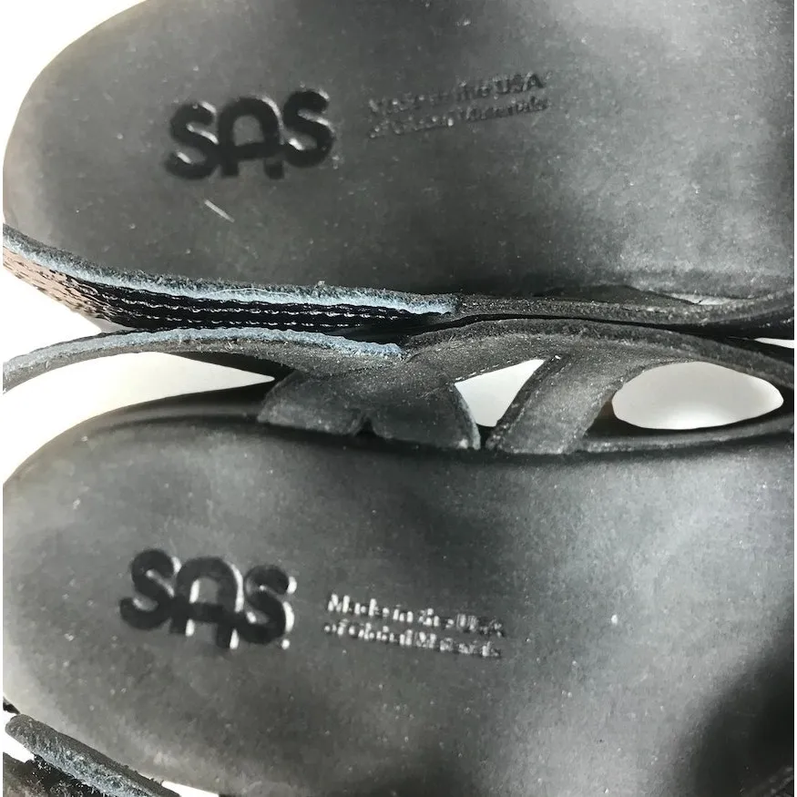 SAS Pier Heel Leather Strap Sandals Women 11M Black Adjustable Comfort Made USA Size 11 - Image 10