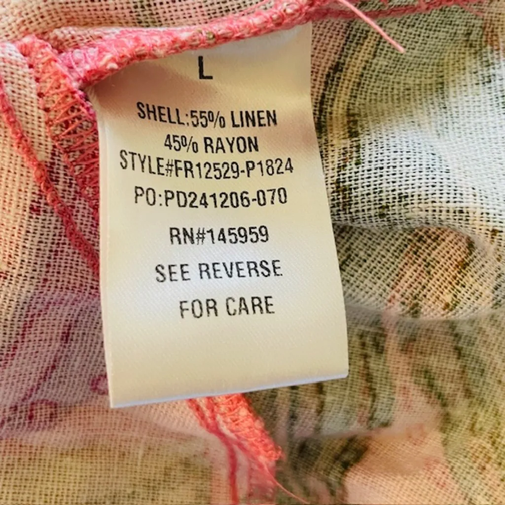 DRESS FORUM Open Back Bow Linen Tropical Print Relaxed Romper NWT NEW Large - Image 9