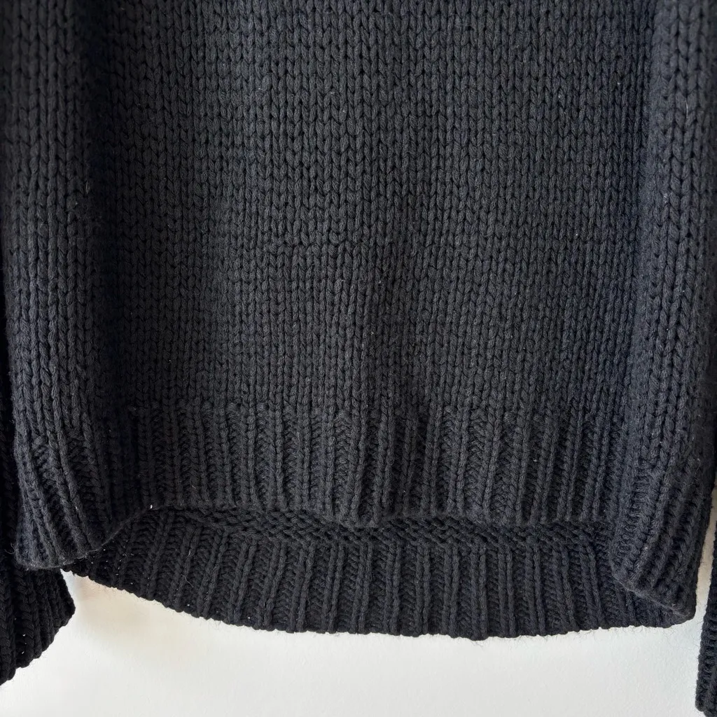 Ann Taylor Black Chunky Knit Wool Blend Sweater Relaxed Fit Warm Ribbed - Image 4