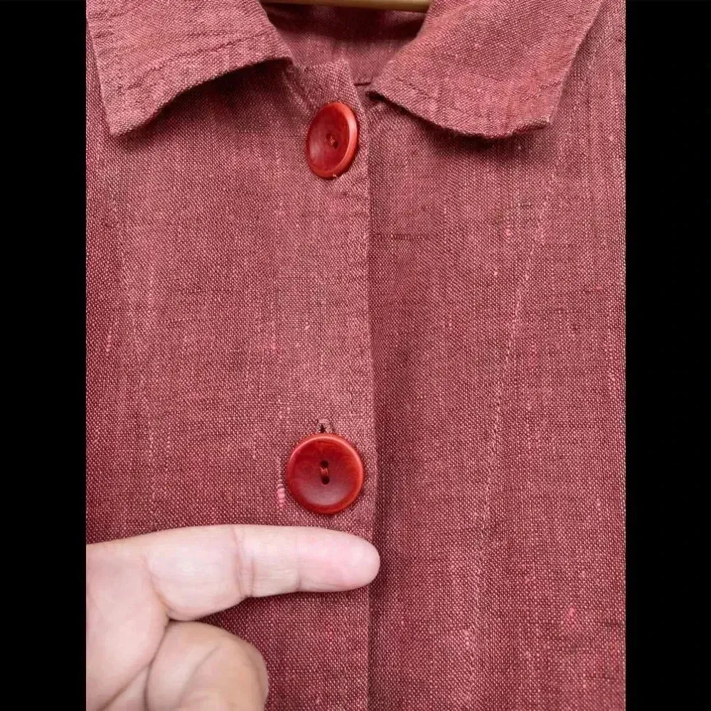 Flax burnt orange linen dress small - Image 5