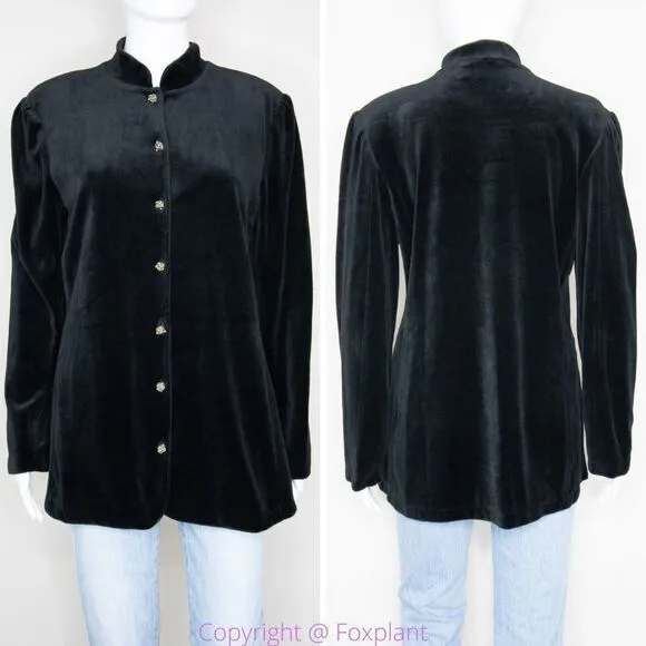 Vintage Liz Sport women's‎ black velvet blazer, size M Size M - Image 2