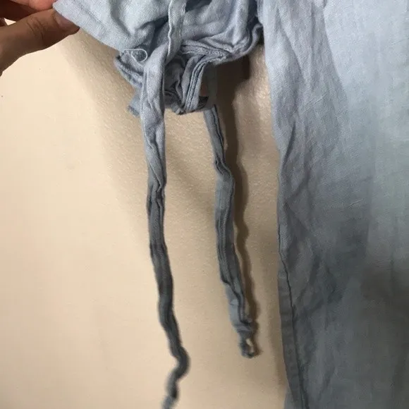 Linen midi ladies pullover shirt dress made in Italy size medium relaxed cute - Image 4