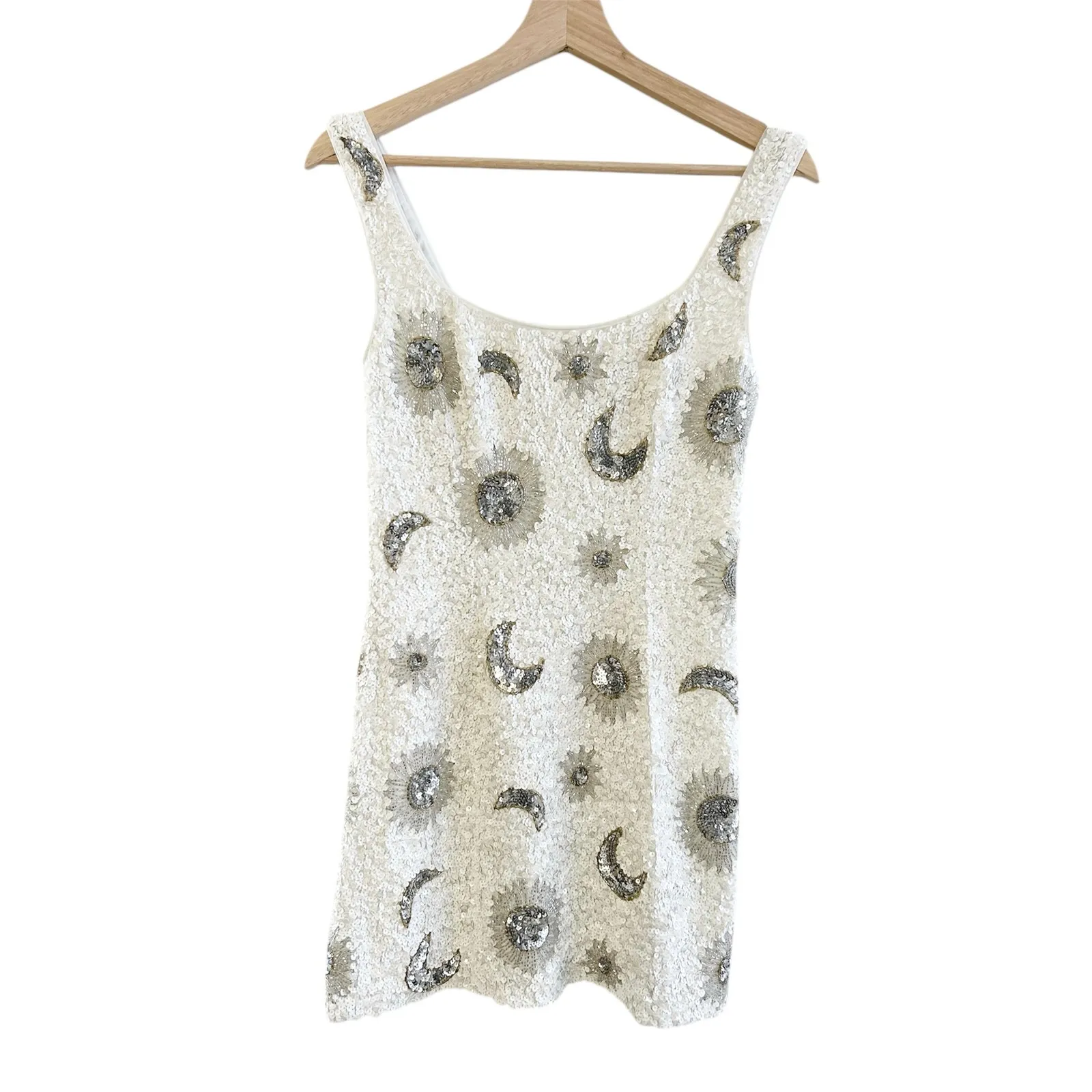 Show Me Your Mumu  Lets Go Mini Dress in White Celestial Sequins M - Image 4