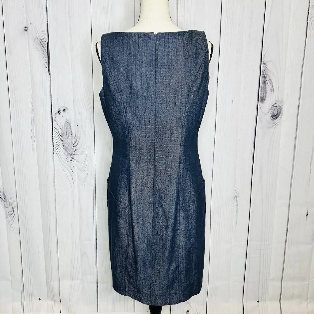 Jessica Simpson Womens Denim Shift Dress Sleeveless Sz 10 Grommet Detail - Image 9