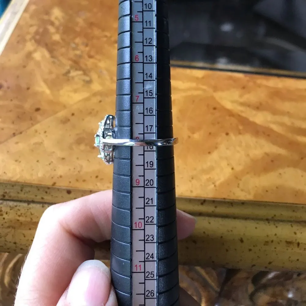 Natural Mint Garnet Moissanite Sterling Silver Ring Size 8 Green - Image 6