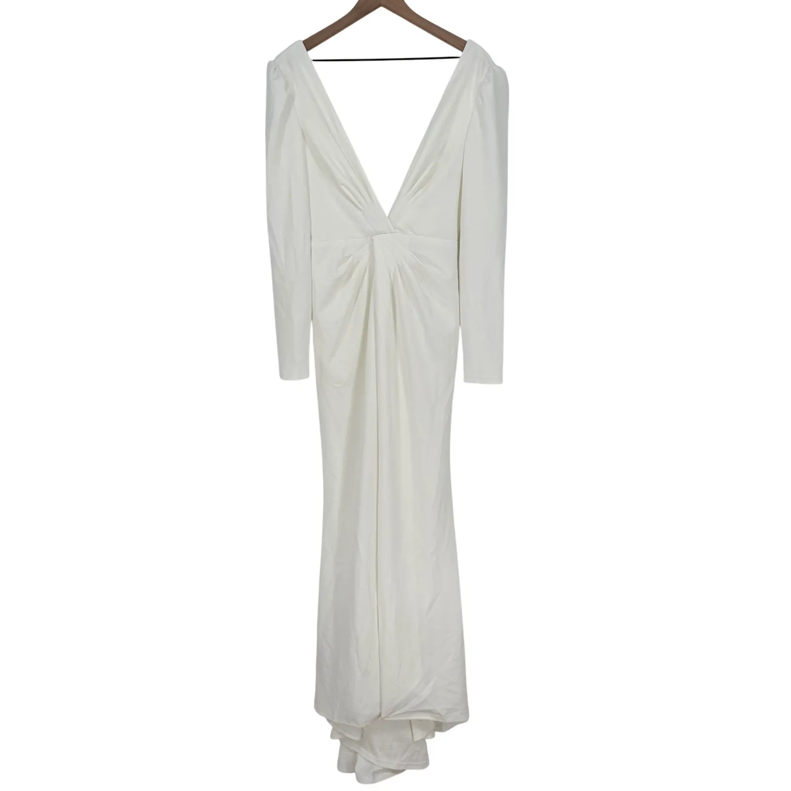 Lulus Stunning Romance White Long Sleeve Mermaid Maxi Dress Size S - Image 3