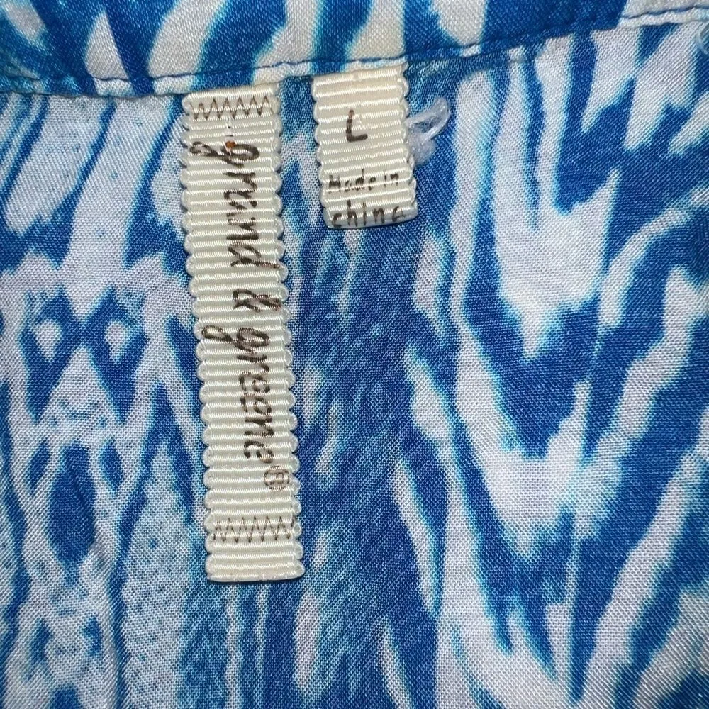 Grand and greene brand cute lightweight blue and white 3/4 sleeves tunic. Size L - Image 6