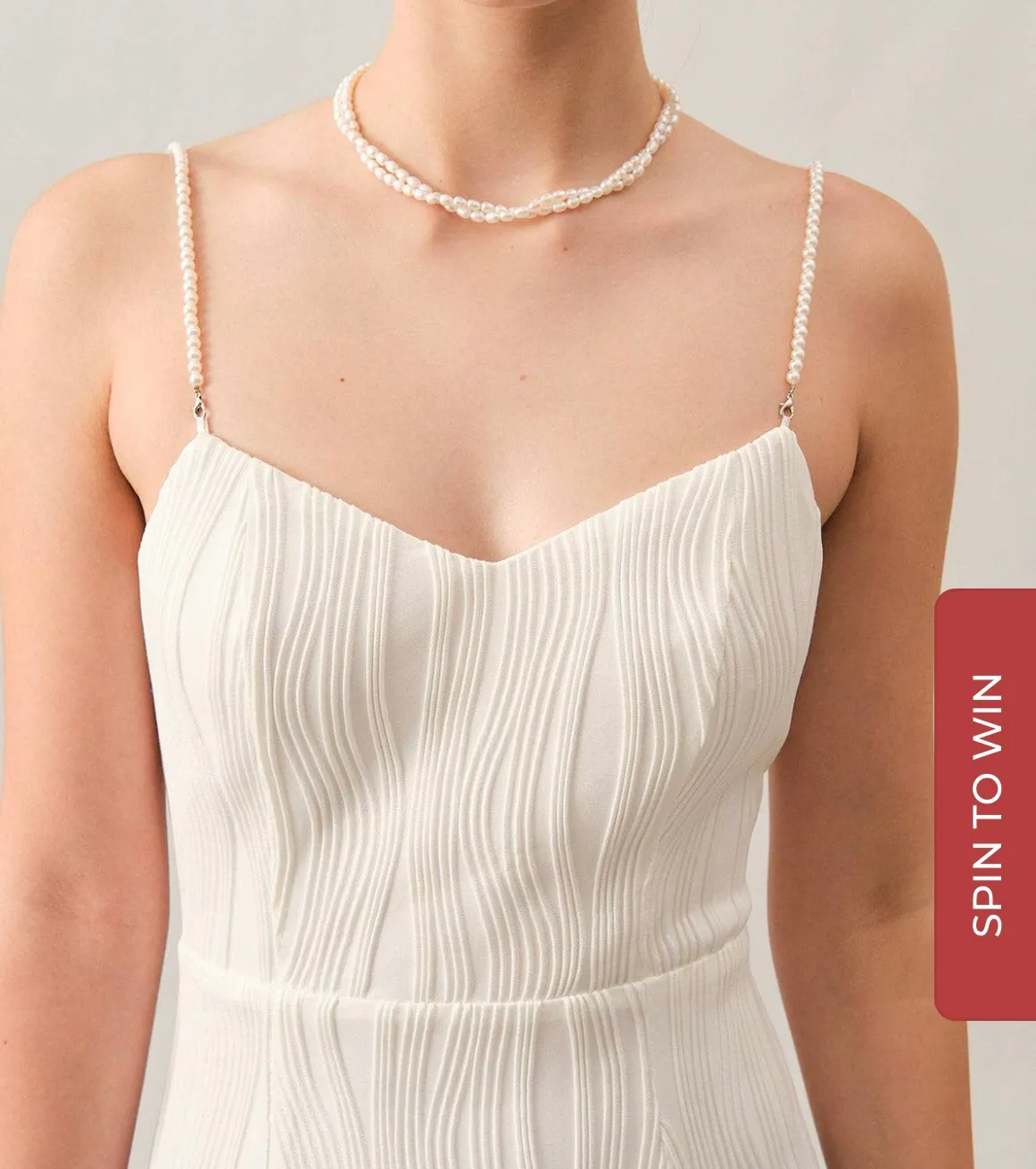 Rihoas - Wave Textured Pearl Strap Midi Dress - Image 2