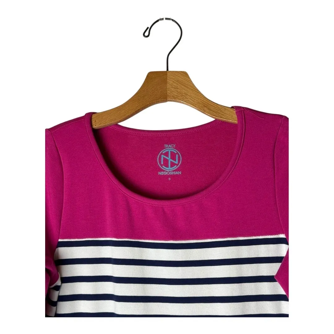 Tracy Negoshian‎ Dress Women Small Pink Blue Striped Bella Tunic Mini Nautical - Image 4