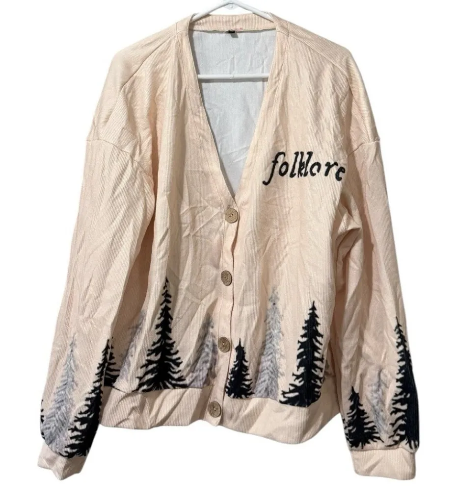 Folklore Women Long Sleeve Cardigan Sweater Size 2XL Forest Button Down Front - Image 1