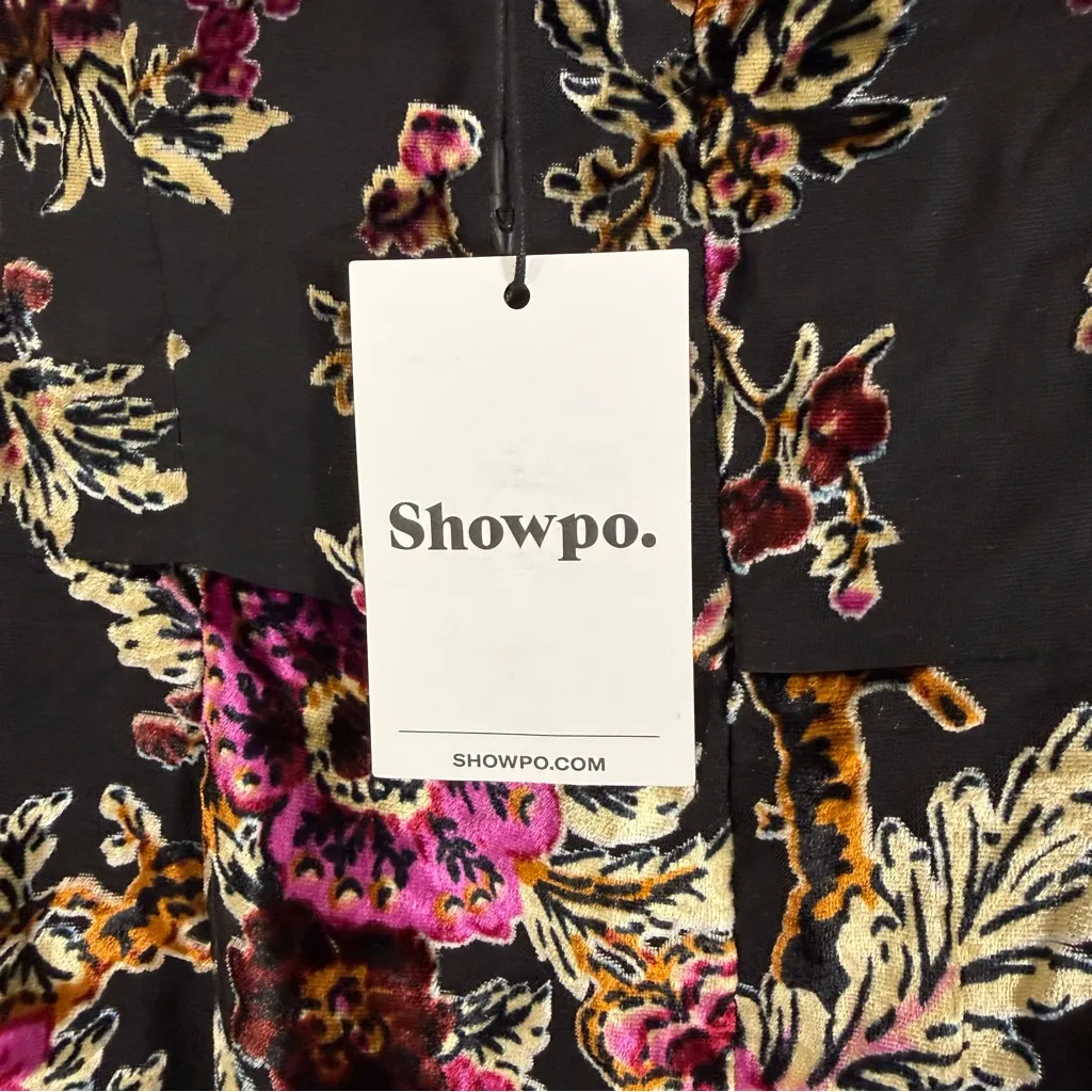 NWT Showpo Jessell Midi Dress High Split Strapless Floral Burnout Size 6 Black - Image 6