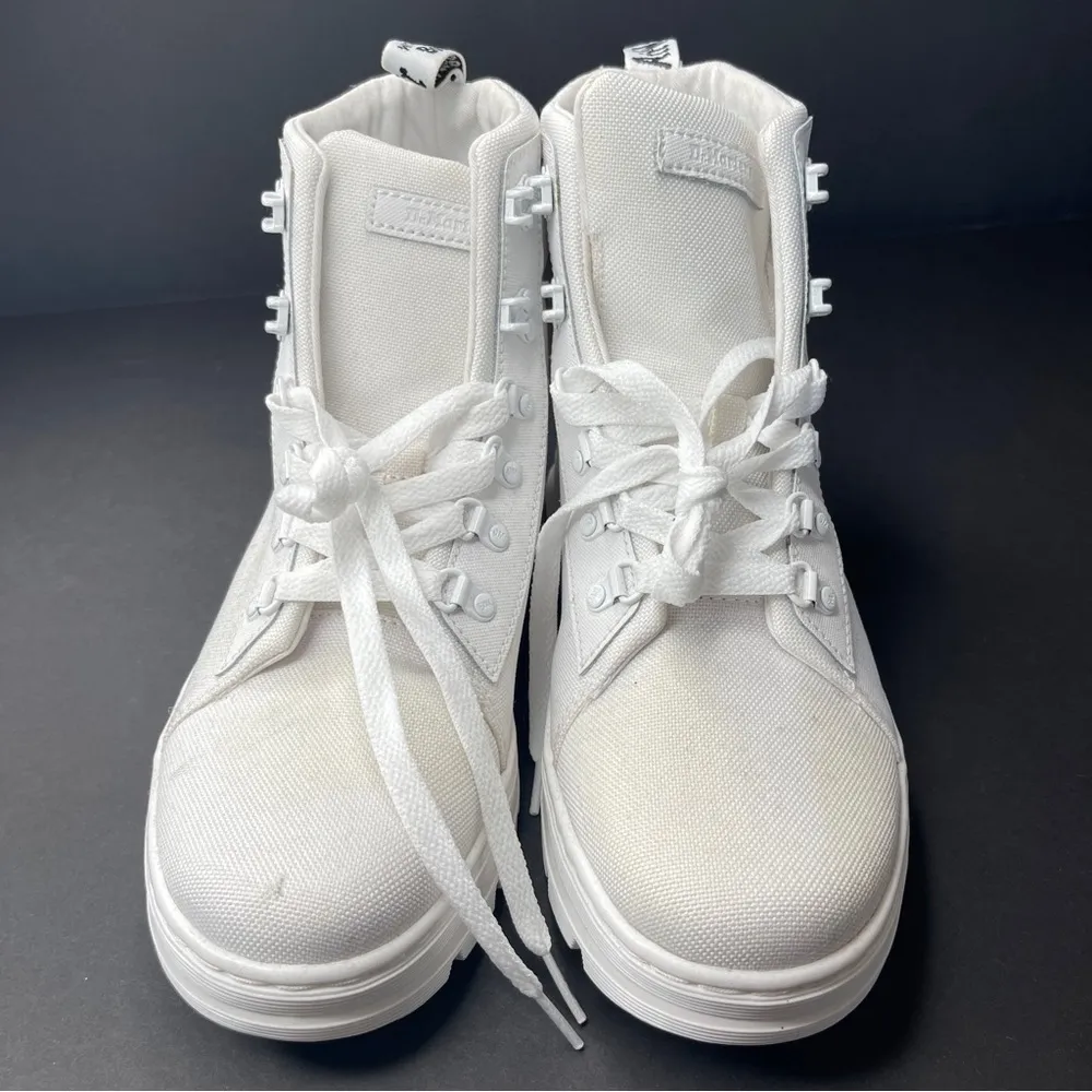DR. MARTENS | White Canvas Combat Boots Sz 10 - Image 6