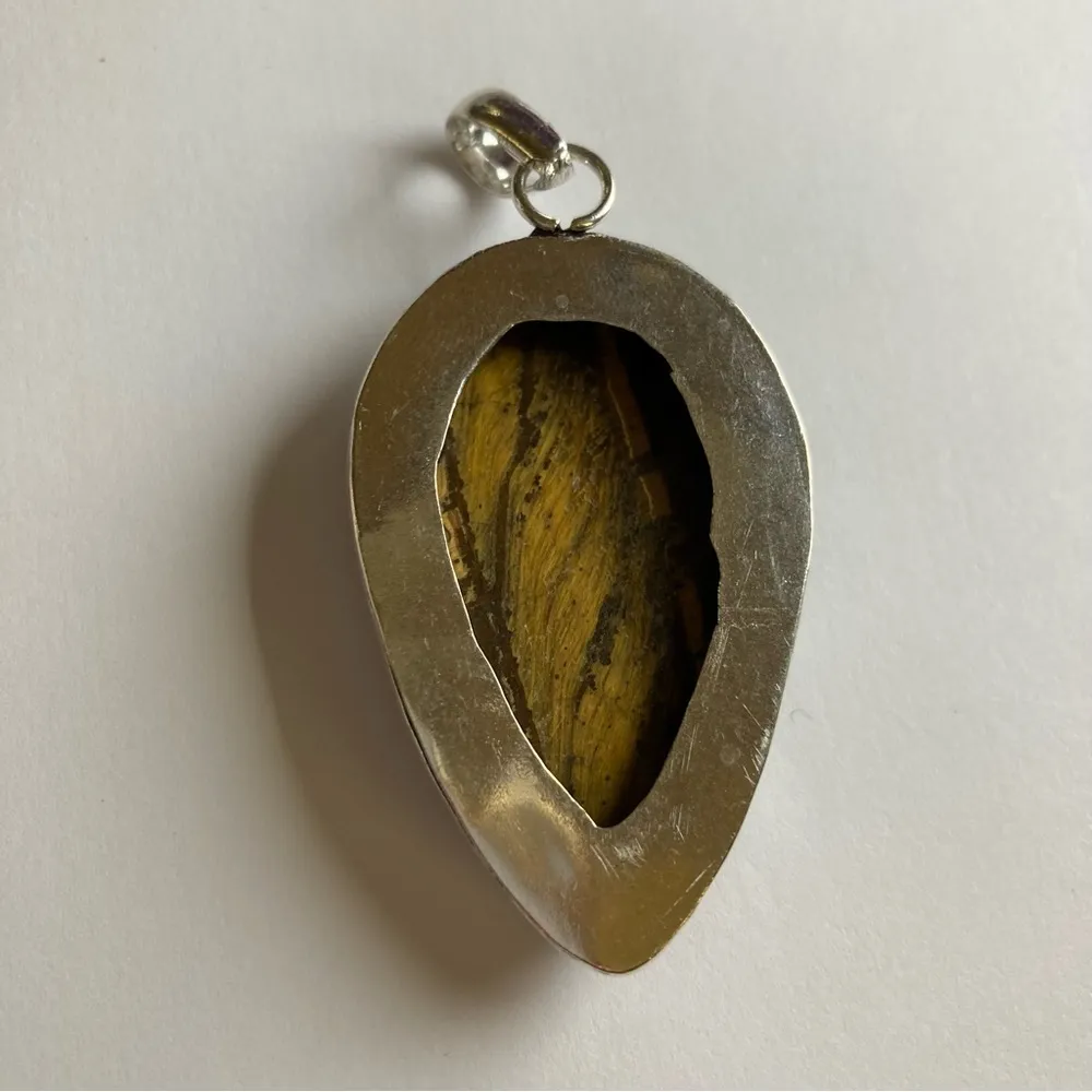 TIGER’S Eye Large Genuine Stone Pendant Brown - Image 2