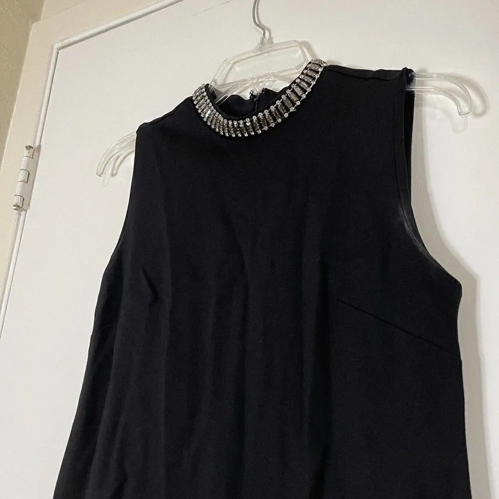 Adrienne Vittadini black sleeveless jeweled collar cocktail mini dress size US 2 - Image 2