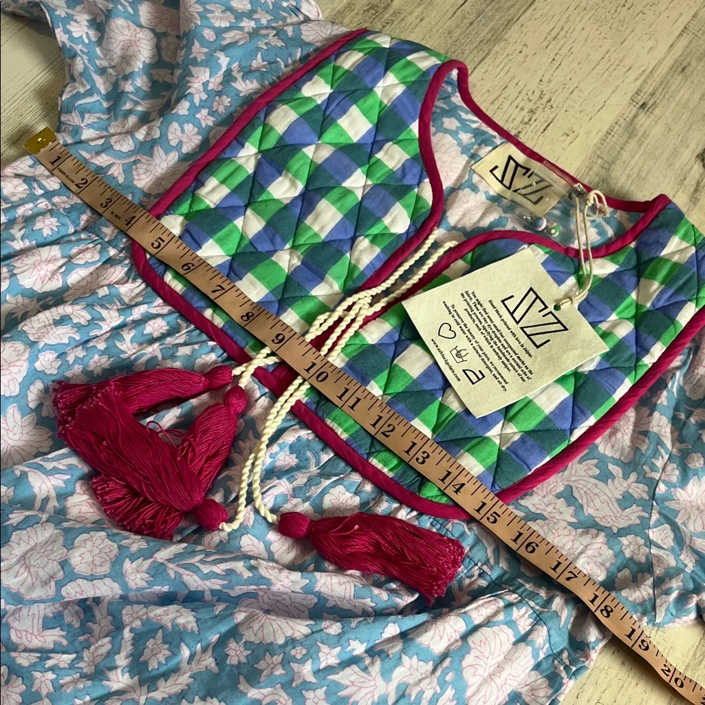 SZ Block Print Dress Size Medium. NWT Blue - Image 9