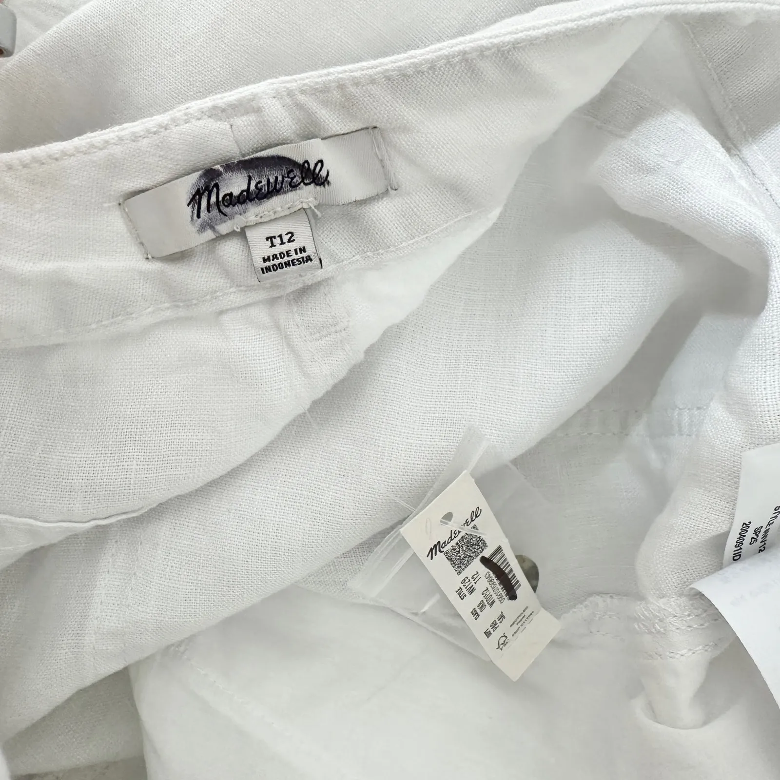 Madewell The Tall Zoe Relaxed Wide Pant in 100% Linen Salt White US 12T NWT - Image 10